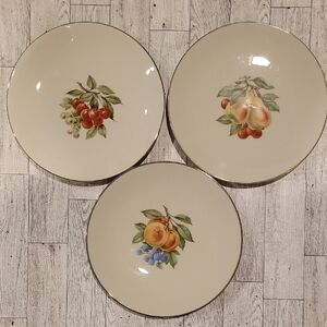 Triomphe China Salad Plates Gold‎ Rim Set Of 3